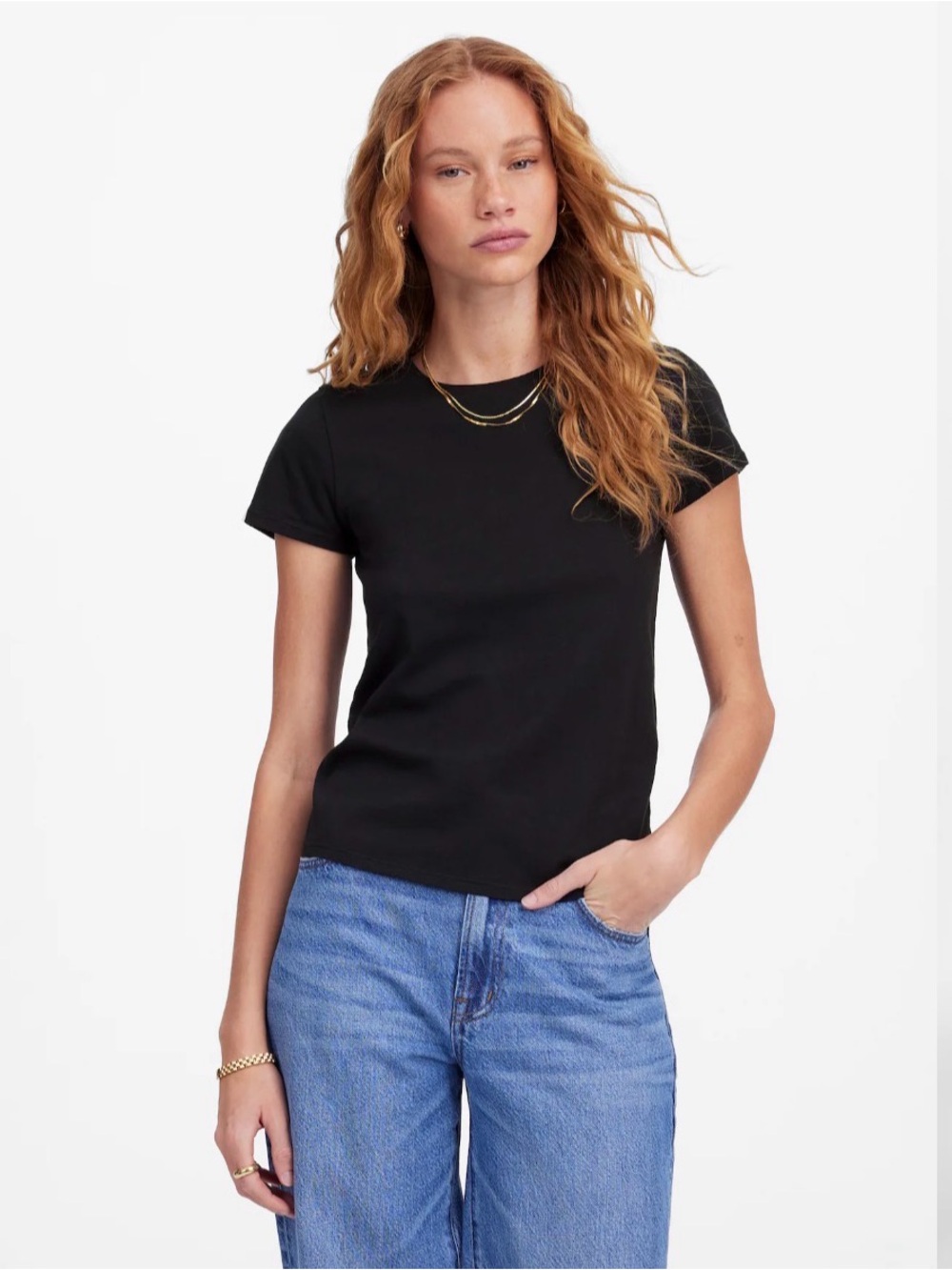 Madewell Essential Slim Tee in Lightweight Cotton | Size XXS | Jet Black | NWT